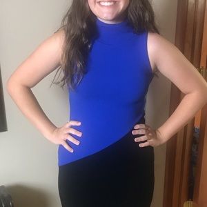 Red Haute fitted dress sleeveless colorblock